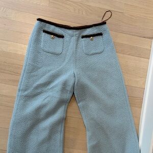 Amanda Uprichard Blue Wide Leg Pants